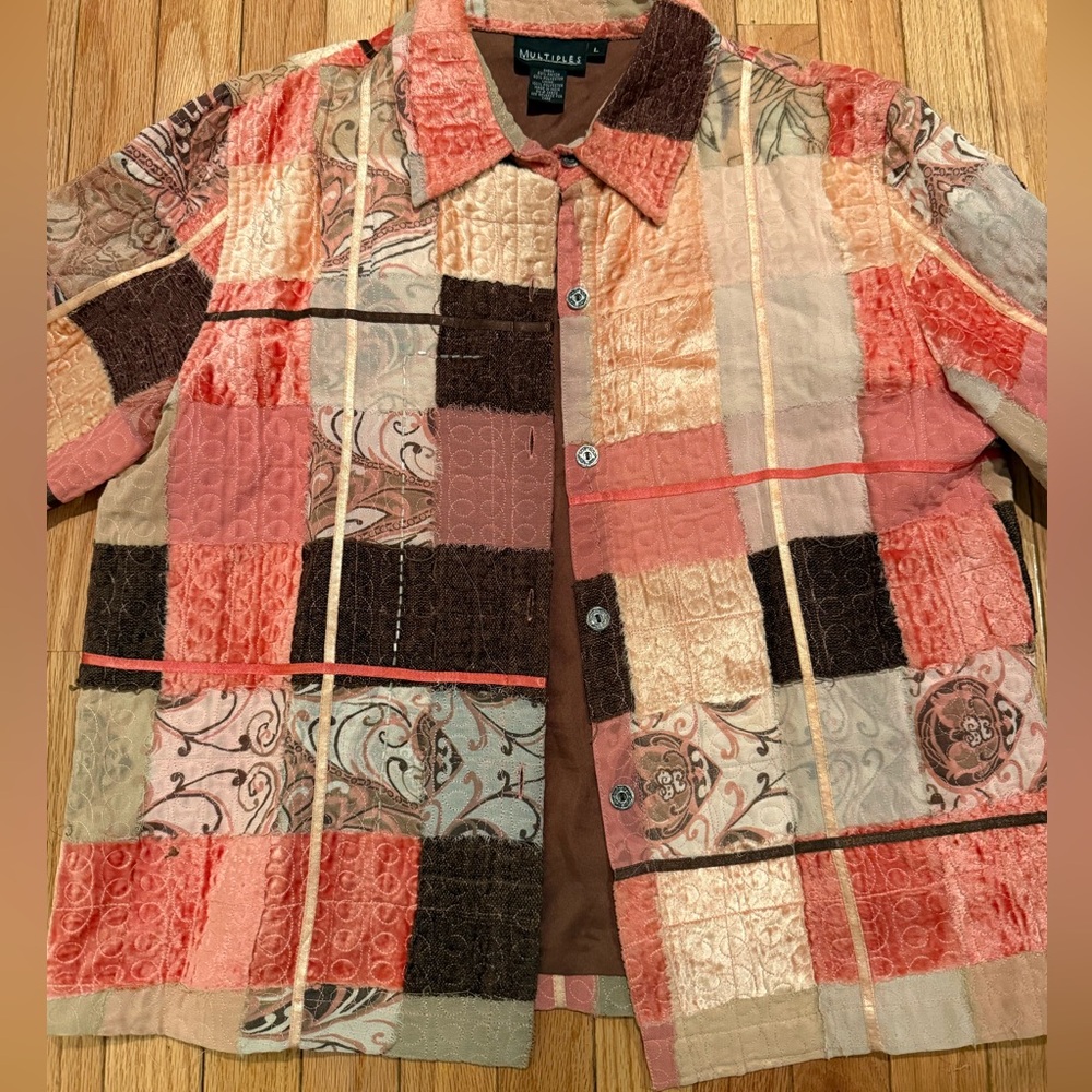 Velvet Patchwork Beaded Button-Up Jacket Boho Fes… - image 3